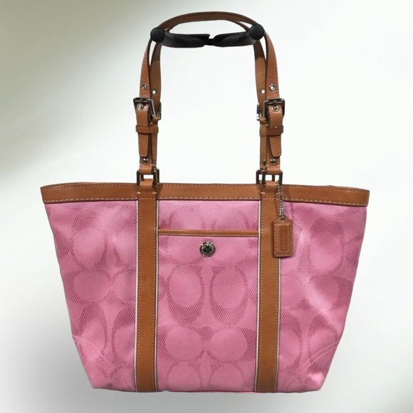 Coach Handbags - AUTHENTIC COACH GALLERY PINK SIGNATURE TOTE HAND/SHOULDER PURSE A0920-F13560 COA